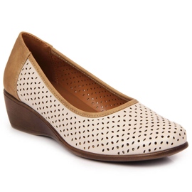 Chaussures femme ajourées à semelle compensée beige Jezzi
