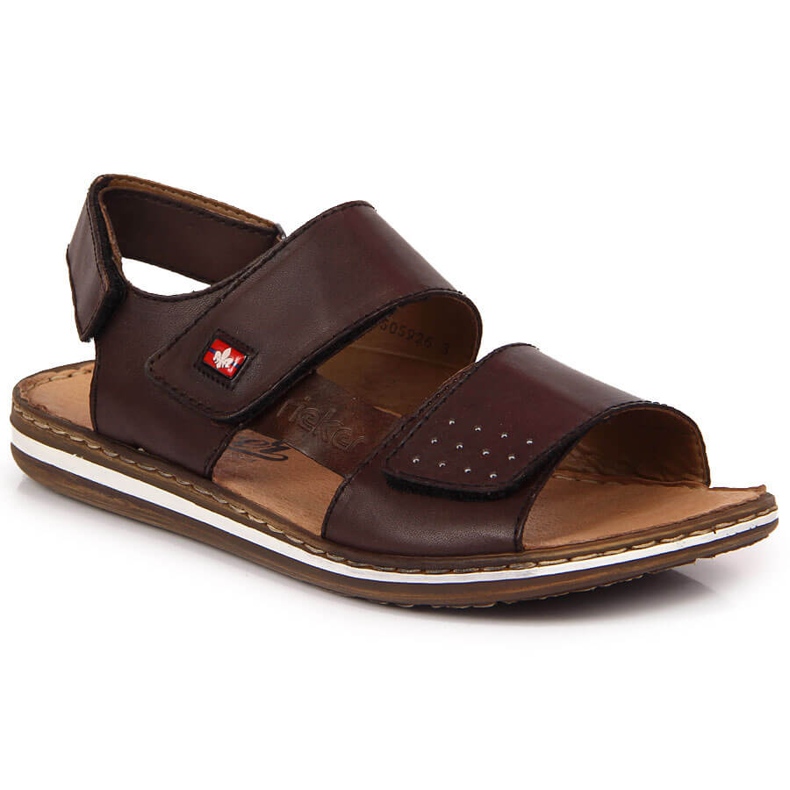 Sandales en cuir pour hommes avec velcro marron Rieker 21080-25 brun