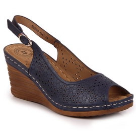 Sandales confortables à talon compensé eVento bleu marin
