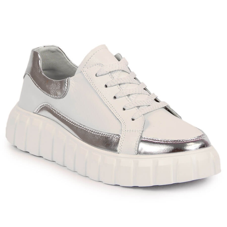 S.Barski Chaussures femme en cuir sur plateforme S. Barski blanche argent