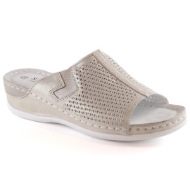 S.Barski Babouches femme en cuir à semelle compensée dorée S. Barski