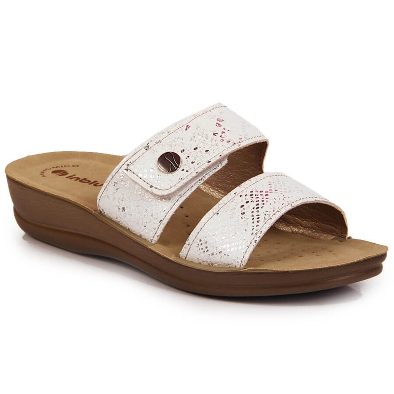 Chaussons femme Inblu Velcro blanc blanche