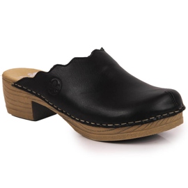 Rieker V6844-00 chaussons en cuir pour femme noir