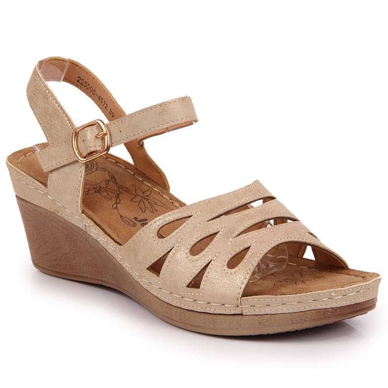 Sandales confortables pour femmes sur un talon compensé Jezzi beige