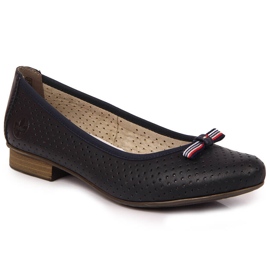 Ballerines en cuir ajourées bleu marine pour femmes Rieker 51997-15