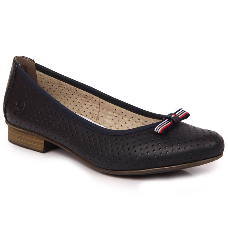 Ballerines en cuir ajourées bleu marine pour femmes Rieker 51997-15