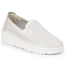 Chaussures confortables en cuir pour femmes, blanches Jezzi Chaussures confortables en cuir pour femmes, blanches Jezzi