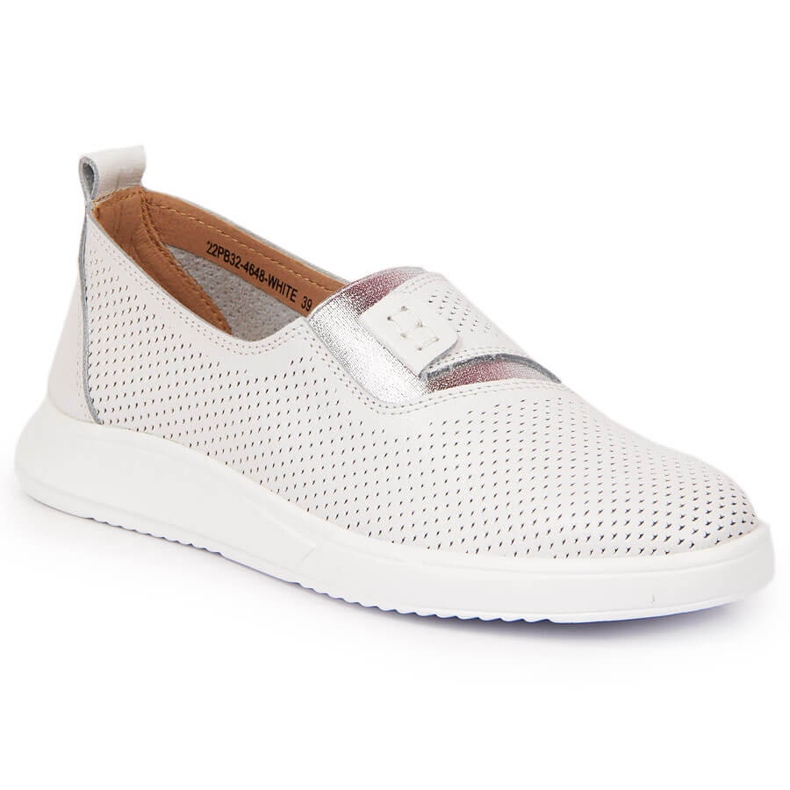 Chaussures confortables en cuir pour femmes sans lacets blanches Jezzi Chaussures confortables en cuir pour femmes sans lacets blanches Jezzi