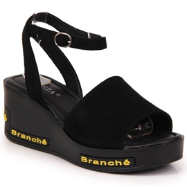 Sandales pour femmes Vinceza noires à talon compensé