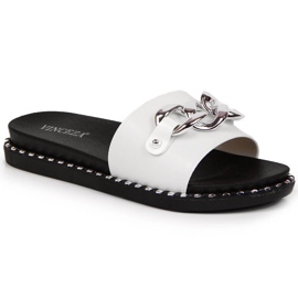 Chaussons femme Vinceza blanc avec chaîne blanche Chaussons femme Vinceza blanc avec chaîne blanche