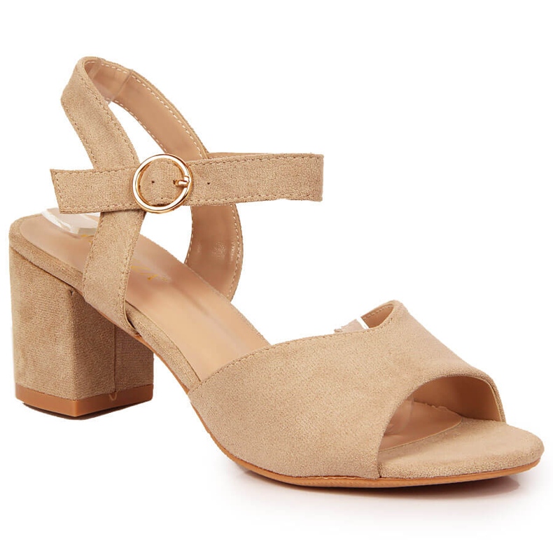 Sandales pour femmes sur le poteau en daim Vinceza beige