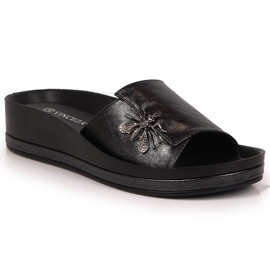 Chaussons compensés noirs pour femme avec nœud Vinceza