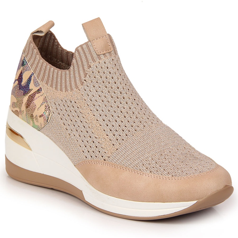 Baskets compensées femme rose poudré Artiker