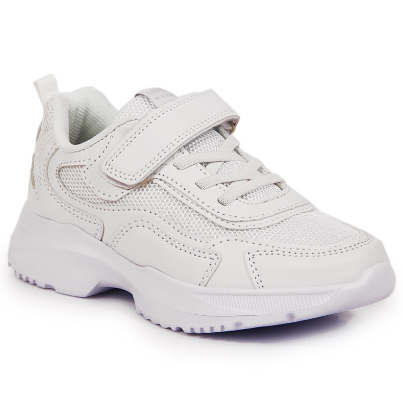 Chaussures de sport pour enfants blanches à velcro American Club