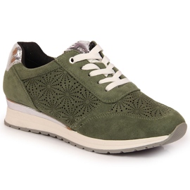 Baskets Jezzi vertes en daim, femmes