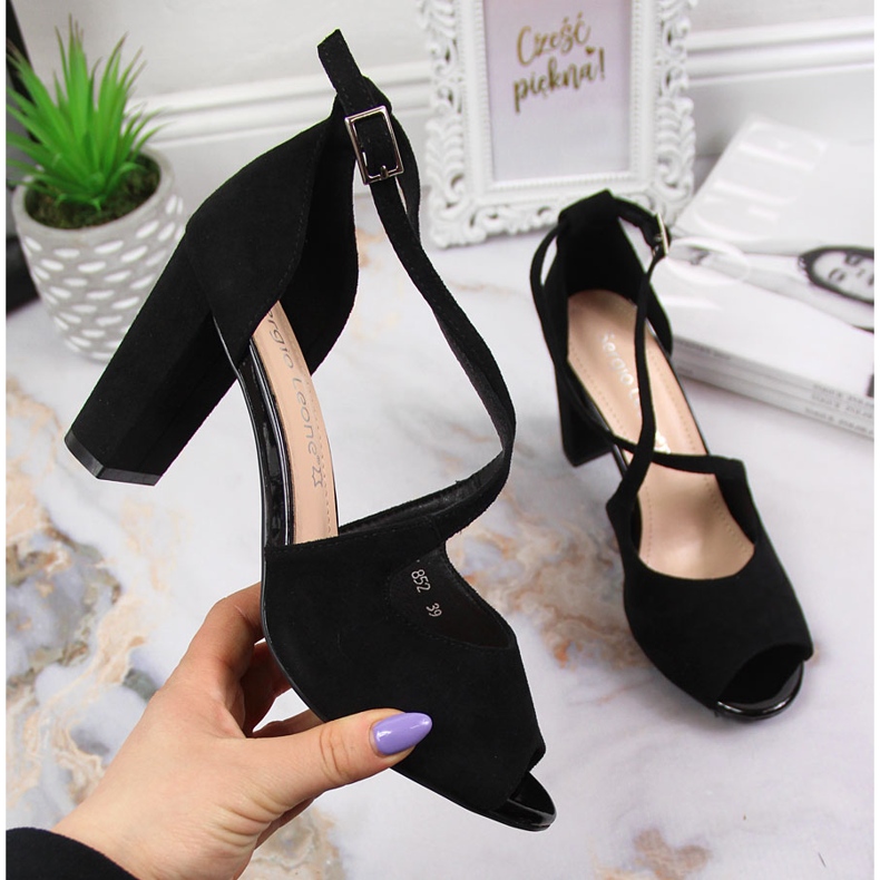 Sandales pour femmes sur le poteau noir de Sergio Leone le noir Sandales pour femmes sur le poteau noir de Sergio Leone le noir