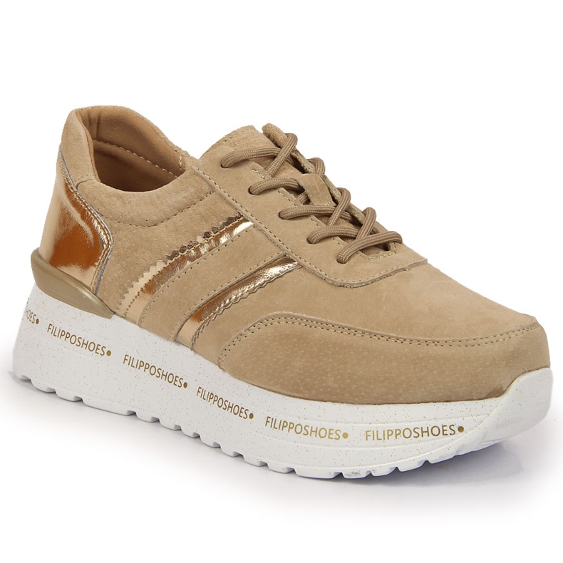 Chaussures en cuir pour femmes sur la plate-forme Filippo beige