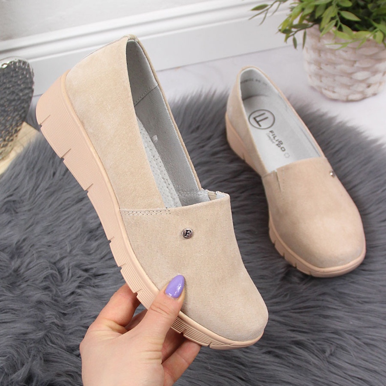 Chaussures confortables en cuir pour femme, beige Filippo Chaussures confortables en cuir pour femme, beige Filippo