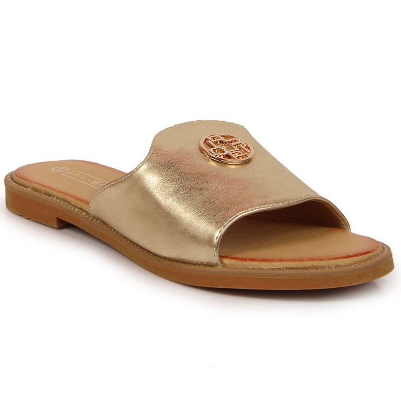 Babouches dorées pour femme avec décoration Filippo d'or