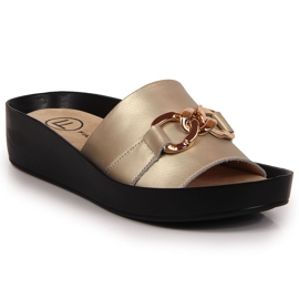 Chaussons femme en cuir avec chaîne dorée Filippo