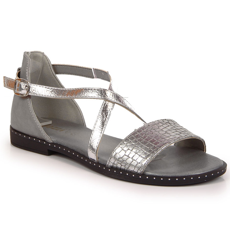 Sandales femme, Roman, gris argent Jezzi