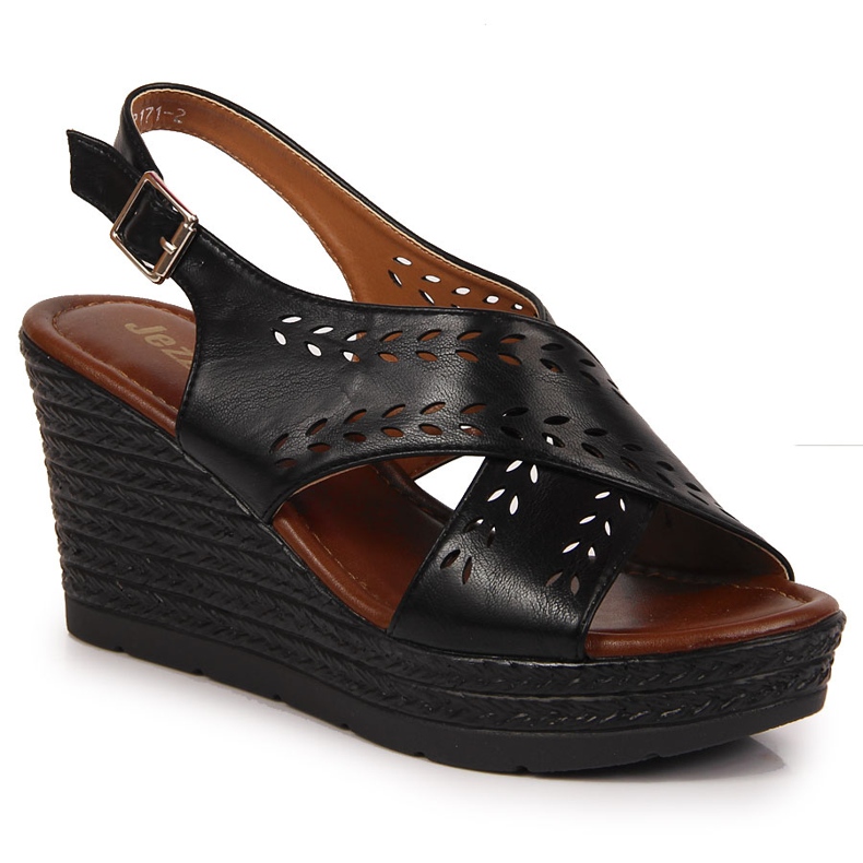 Sandales compensées noires pour femme Jezzi le noir