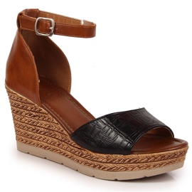 Sandales noires et marron pour femme Jezzi brun le noir Sandales noires et marron pour femme Jezzi brun le noir