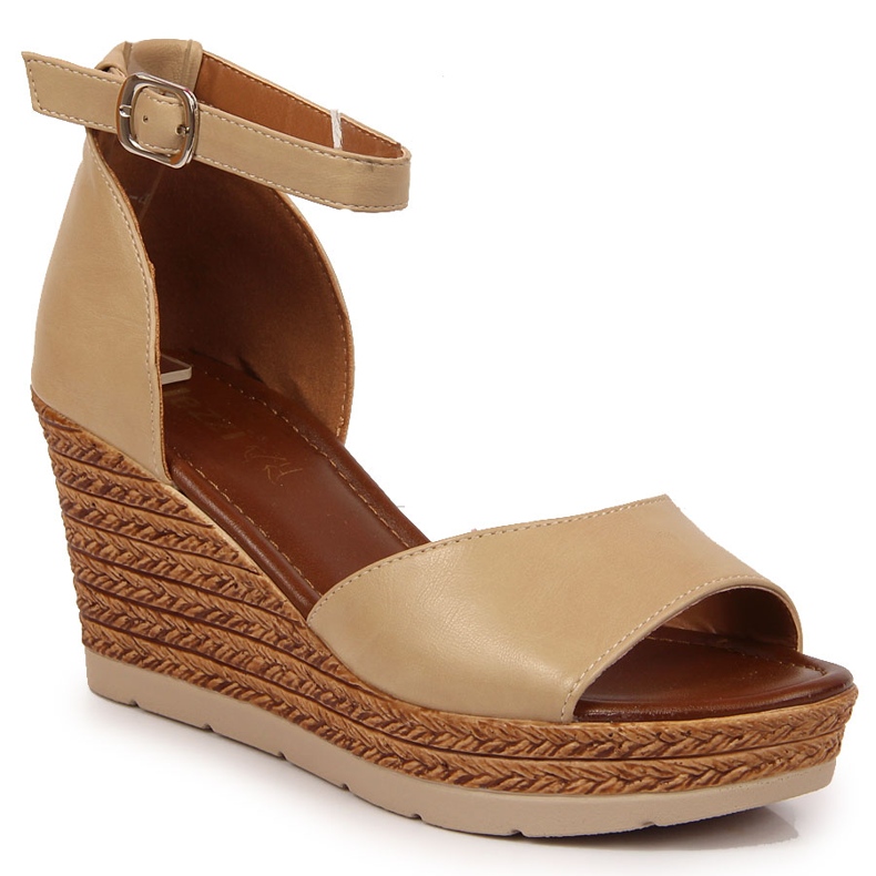 Sandales compensées beiges pour femme Jezzi Sandales compensées beiges pour femme Jezzi