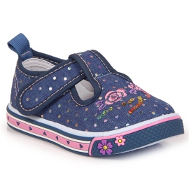 Baskets pour fille avec velcro Atletico pois bleus bleu marine