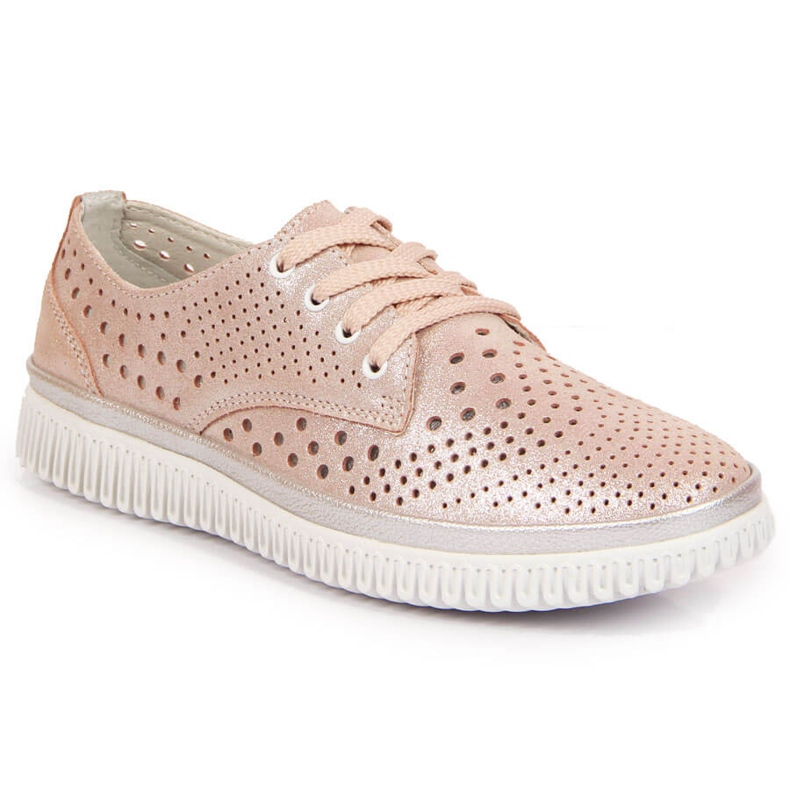 Chaussures femme en cuir ajouré, rose perle Artiker Chaussures femme en cuir ajouré, rose perle Artiker