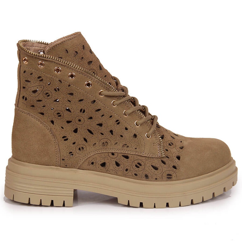 Bottines printemps ajourées femme cuir beige Filippo