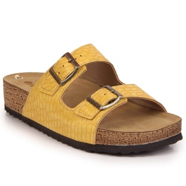 Chaussons femme Inblu jaune à boucles Chaussons femme Inblu jaune à boucles