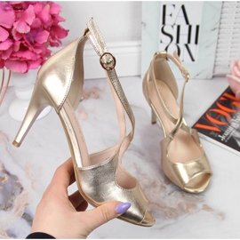 Sandales pour femmes à talon haut doré Sergio Leone d'or Sandales pour femmes à talon haut doré Sergio Leone d'or