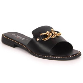 S.Barski Chaussons femme noirs avec chaîne S. Barski