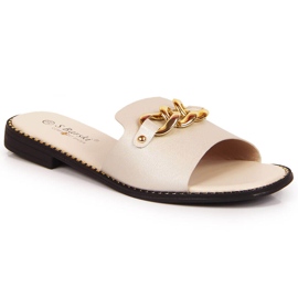 S.Barski Babouches dorées pour femme avec une chaîne, or S. Barski d'or