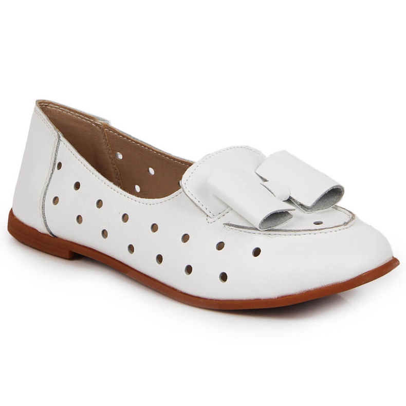 Chaussures femme en cuir ajouré Artiker blanc blanche