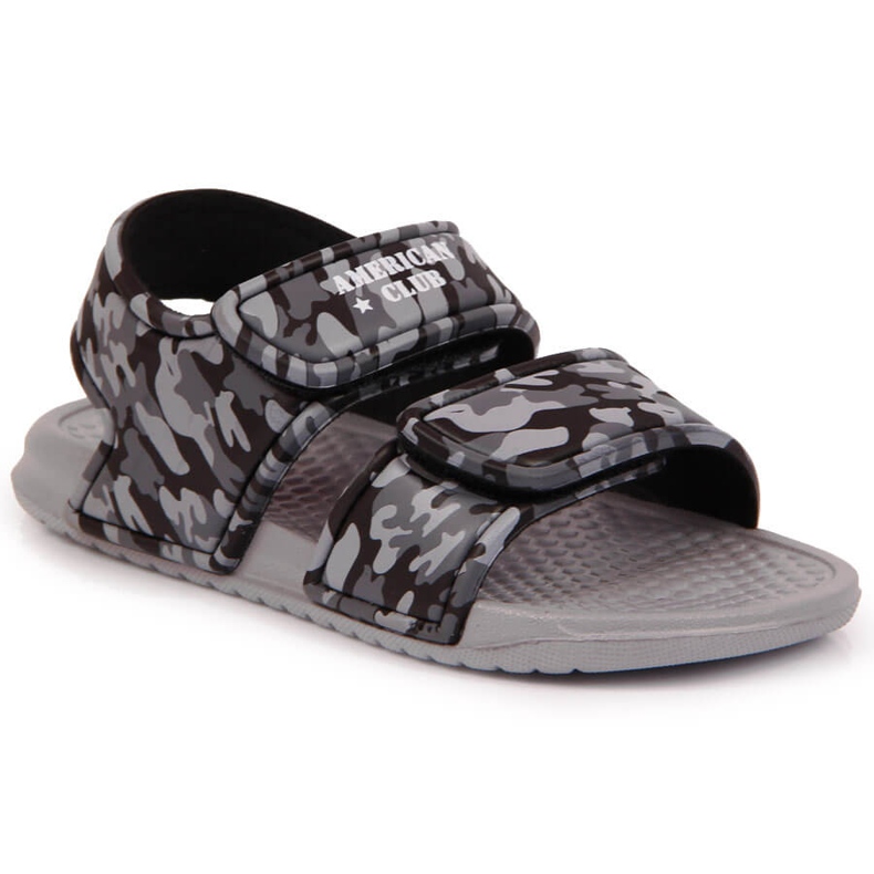 Sandales grises en mousse avec velcro pour garçon American Club Sandales grises en mousse avec velcro pour garçon American Club