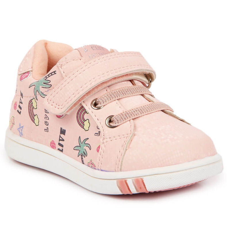 Chaussures de sport fille American Club roses à scratch