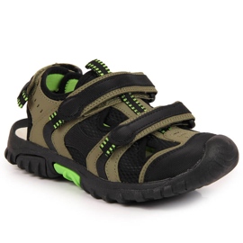 Sandales garçon American Club kaki à scratchs vert