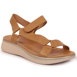 Sandales femme à scratch camel Jezzi brun