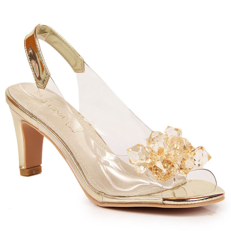Sandales femme transparentes avec pierres Sabatina dorées d'or