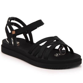 Sandales noires en caoutchouc pour femmes avec velcro Zaxy JJ285068 le noir Sandales noires en caoutchouc pour femmes avec velcro Zaxy JJ285068 le noir