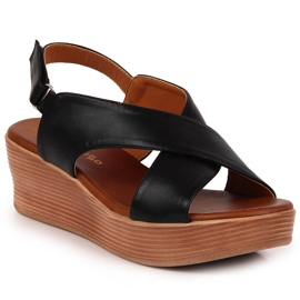 Sandales noires pour femmes sur un coin Filippo le noir