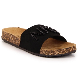 Chaussons femme noirs avec perles eVento