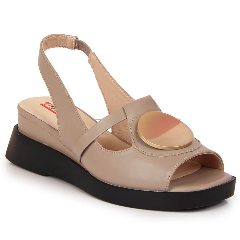 Sandales en cuir pour femmes sur le coin Artiker taupe beige