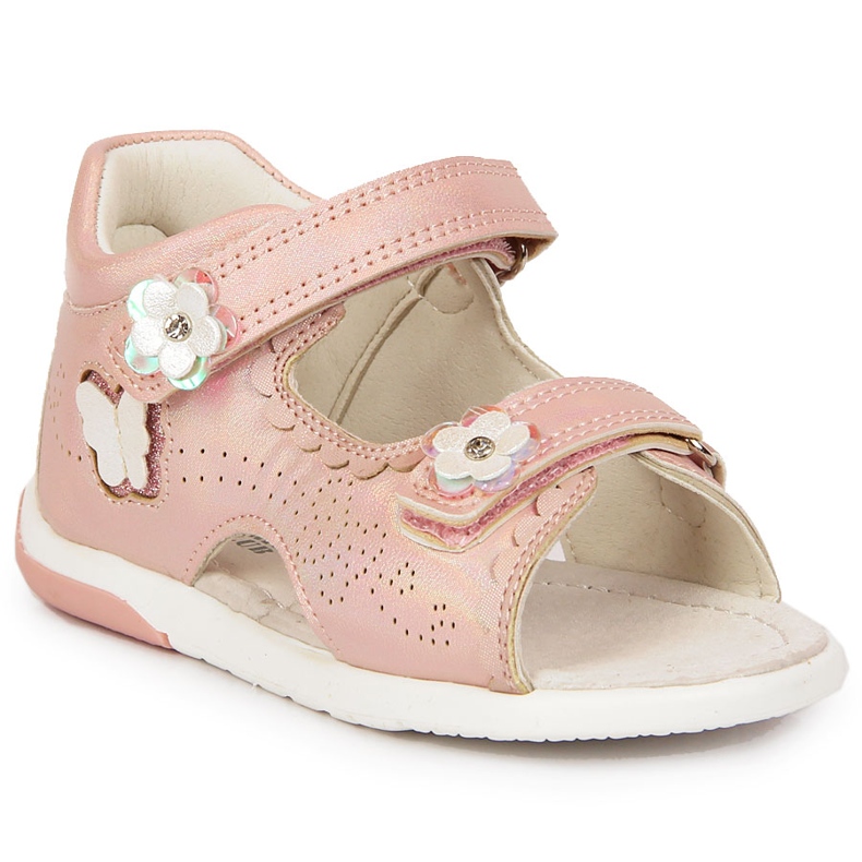 Sandales pour filles avec velcro rose clair American Club