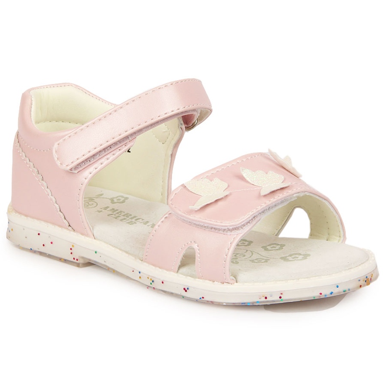 Sandales pour filles avec velcro rose clair American Club