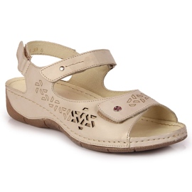 Sandales en cuir pour femmes avec velcro doré Helios 266 d'or