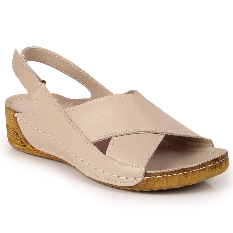 Sandales en cuir pour femme avec velcro T.Sokolski beige