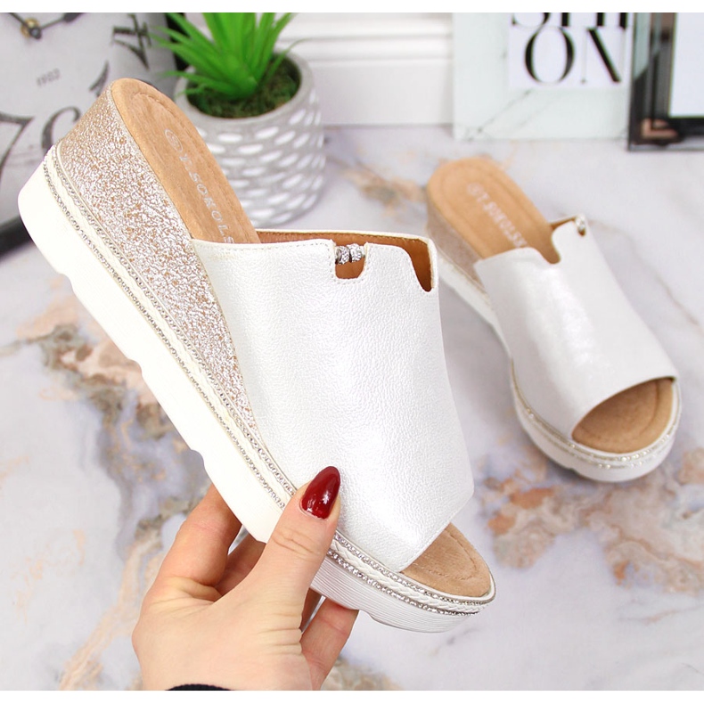 Babouches argentées pour femmes sur un coin T.Sokolski